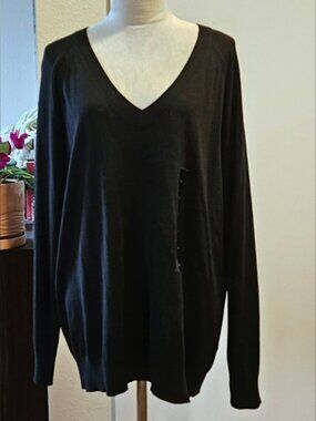 Banana Republic Factory Forever Sweater V-neck Black Women's XXL NWT
